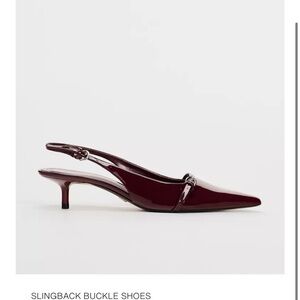 ZARA SLINGBACK BUCKLE SHOES BURGUNDY RED